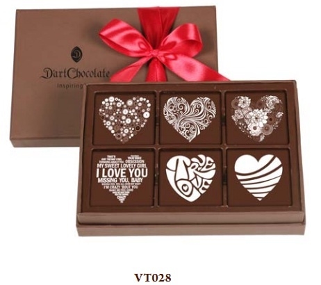 D'art Chocolate - Socola D'art Valentine - Hộp 6 viên 5x5cm (VT028)